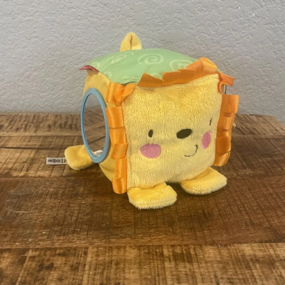 Fisher Price Lion Plush Baby Cube Butterfly Mirror Rattle Crinkle Toy 2011